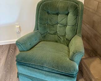 Flexsteel Green Upholstered Tufted Swivel Rocking Chair
