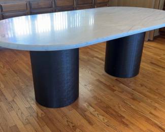 Oval White Marble Top Dining Table