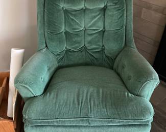 Flexsteel Green Upholstered Tufted Swivel Rocking Chair