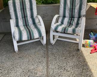 Pair of Hampton Bay White Cantilever Patio Chairs