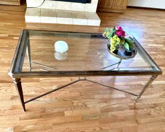 Art Deco Style Rectangular Glass Top Coffee Table