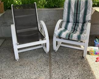 Pair of Hampton Bay White Cantilever Patio Chairs