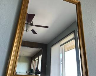 Gold Tone Rectangular Wall Mirror