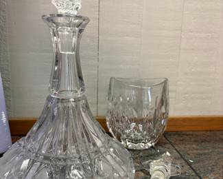 Cut Crystal Decanter, Crystal Wall Pocket Vase