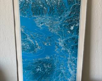 Framed British Columbia/Washington Waterways Map