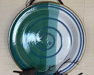 Blue, Green, White Swirl Pottery Salad Plate