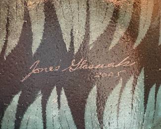 2005 Jones Glassworks Fused Glass Plate with Leaf Design