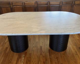 Oval White Marble Top Dining Table