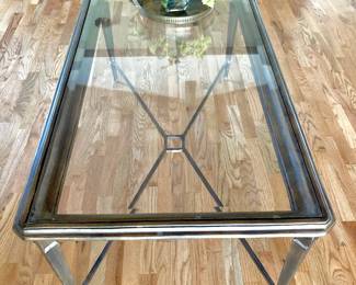 Art Deco Style Rectangular Glass Top Coffee Table
