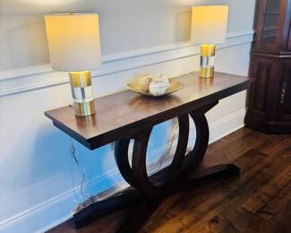 Sofa/Entry Table, Brass and Crystal Table Lamps (SOLD) , Home Decor (SOLD)