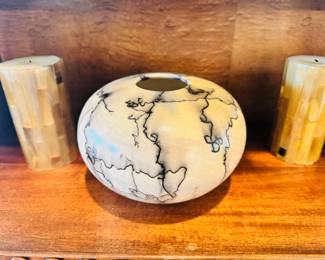 Signed Native American Horse Hair Pottery Vase