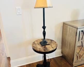 Faux Marble Topped Side Table, Table Stick Lamp