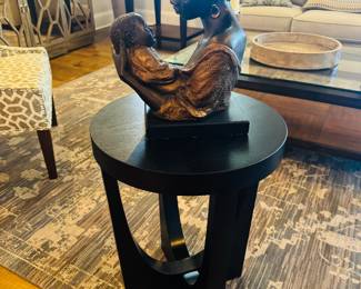 Austin Mother and Child Bronze Colored Metal Bust, Accent Table
