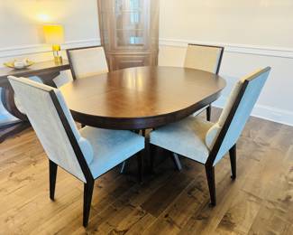 Thomasville Dining Table, Four Upholstered Dining Chairs