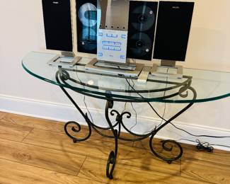 Glass Top Half Moon Table, Philips CD Changer