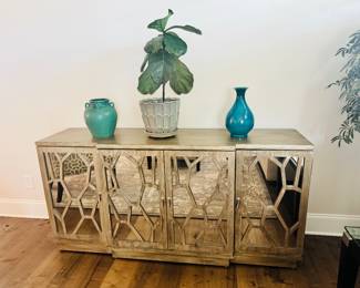 Mirror Faced Credenza, Plant (SOLD), Home Decor (SOLD)