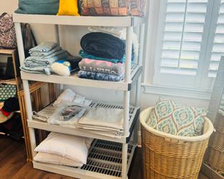 Accent Pillows, Blankets Bed and Shower Linens, Large Basket