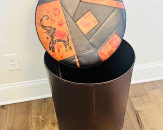 Leather Topped Storage Bin