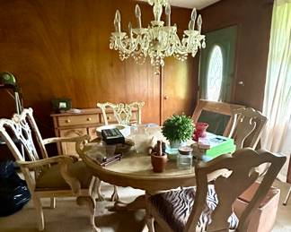 Round Table with Ball & Claw feet & Chandelier