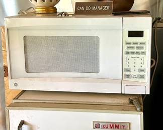 Lamp, Pottery, Microwave, Vintage Small Fridge