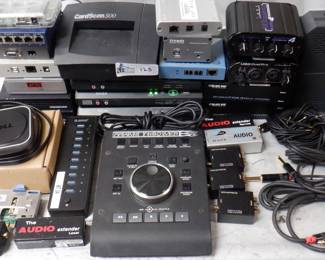 LOT ELECTRONICS INCLUDING ART USB DUAL PRE, AMULET HOTKEY, DXZ4, BLACK BOX SERVSWITCH DKM MODULAR EXTENDER, AVOCENT HMIQDHDD, ART ACCESSORIES HEAD AMP 4, ATTO THUNDERLINK, GEFEN EXTEND IT, GEFEN 4D ULTRA HD AND MORE