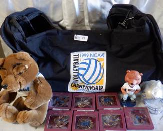 LOT UCLA SWAG AND ACCESSORIES INCLUDING AUTOGRAPHED BEAR IN NOS TOPPERS LARGE TOTE BAG