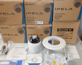 BOX SONY IPELA NETWORK CAMERAS IN ORIGINAL BOXES APPX 5 PIECES, SONY IN-CEILING BRACKET IN ORIGINAL BOX