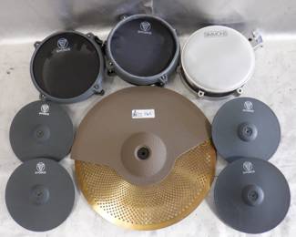LOT DRUM/ACCESSORIES INCLUDING SIMMONS, E FORCE, CYMBAL AND MRE