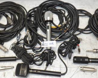 BOX MICS INCLUDING AUDIO TECHNICA AT-9100, AT-9400, REALISTIC IMP-600R, ADAPTERS AND MORE