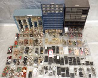 LOT OF 3 PARTS BIN WITH CONTENTS INCLUDED