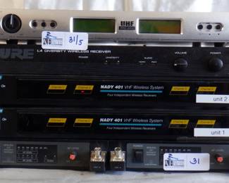 LOT OF 6 ELECTRONICS INCLUDING ARK WRT-6832, SHURE L4, NADY 401, AUDIO TECHNICA ATW-R4