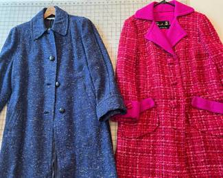 Beautiful 1950s swing coats, the pink one was made in Hong Kong