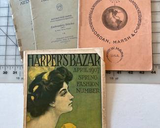 Antique Harper's Bazar, Jordan Marsh (Boston) catalog, Women's Institute of the Arts & Sciences booklets