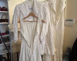 Edwardian linen walking suit, turn of the century cotton frocks