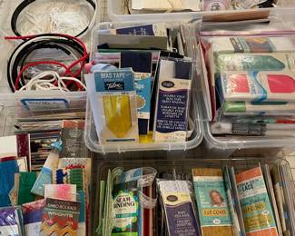 Bias tape, trims, ribbon, seam binding, ric rack, lace edging, elastic — everything that you USED to be able to buy at Joann’s!