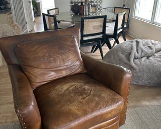 Century swivel chair and restoration hardware beanbag chair