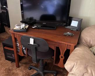 Mission Style desk, TV, Chair