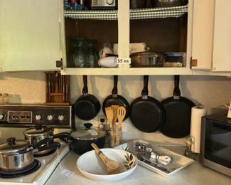 Revere Ware Copper bottom pots and pans and Green pan set