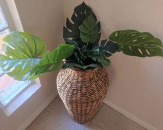 Wicker vase with palms