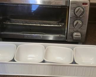 Toaster oven, misc serving tray with containers