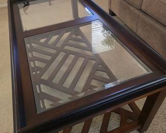 Glass & wooden coffee table