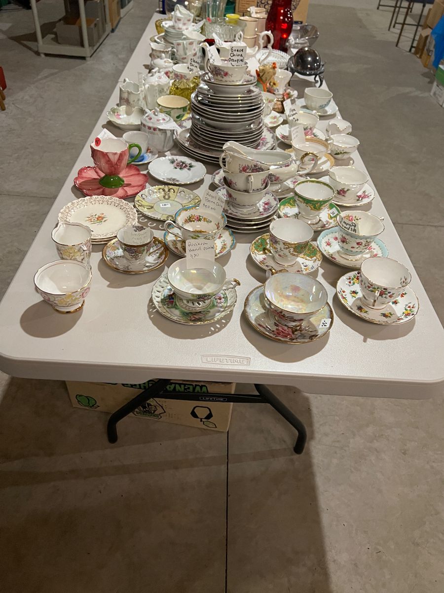 A sampling of the teacups and saucers.