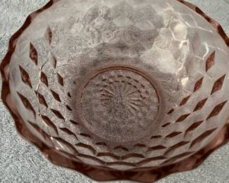 Pink Depression Glass serving bowl