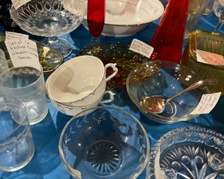 A few items, including Fenton Glass