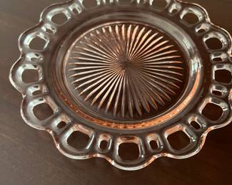 Pink Depression Glass serving plate