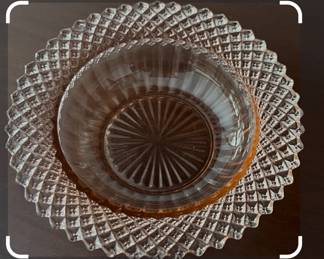 Depression glass pink serving bowl