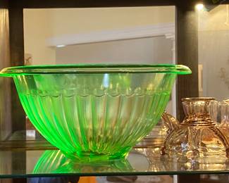 Very Large Vaseline glass bowl - what a find!