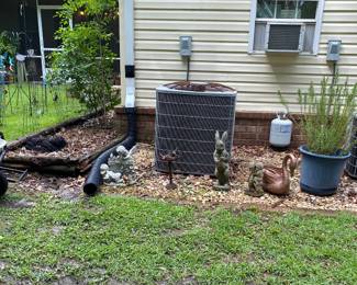 Resin outdoor statues and miscellaneous yard items