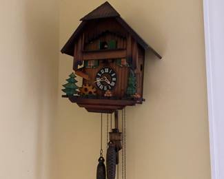 German cuckoo clock. Black Forest?  Beautiful piece. Needs attention but does work. 