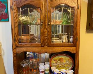 Small china hutch filled with antique and vintage glassware and dishes. We are still unloading cabinets and the attic boxes so who know what might be in the next pic?